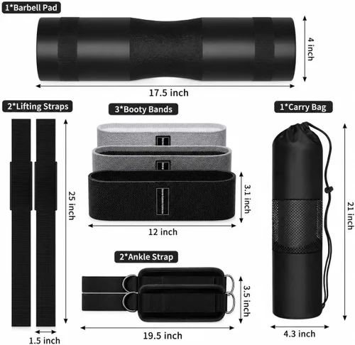 Miniatura 3 de Set de almohadillas para barra SINYWAY para sentadillas, 10 piezas, almohadillas de espuma para empujes de cadera, almohadilla para barra de Negro