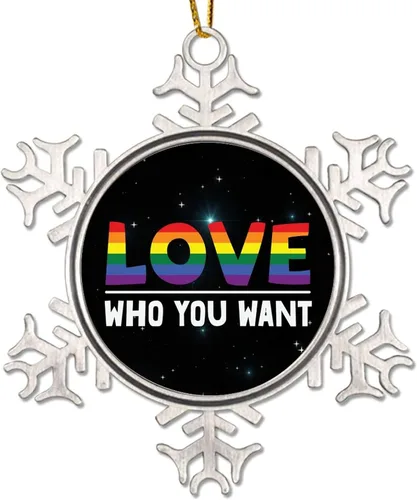 Miniatura 14 de Mama Bear Always and Forever - Adornos de Navidad LGBT para niños, regalo del mes del orgullo, orgullo lesbiano, recuerdo de Navidad, copos de nieve