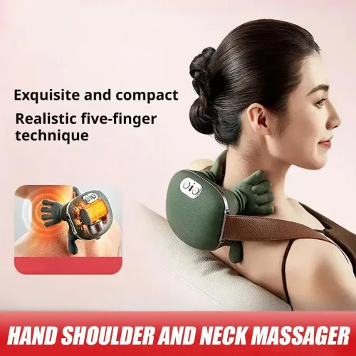 Miniatura 4 de Masajeador de cuello con dedos, masaje cervical eléctrico de hombro para aliviar el dolor, masajeador portátil de cuello Shiatsu y espalda