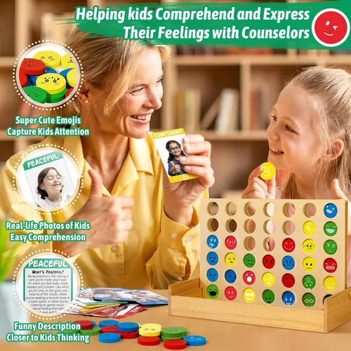 Miniatura 3 de Garybank Actividades de aprendizaje social emocional para niños, juego de conexión de sentimientos con 56 tarjetas de emociones, juguetes de terapia