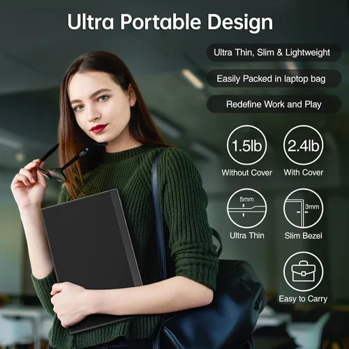 Miniatura 5 de cocopar Monitor portátil de 15.6 pulgadas 1080P FHD 60Hz 85% sRGB monitor de viaje con altavoz HDMI USB-C pantalla secundaria para laptop MacBook
