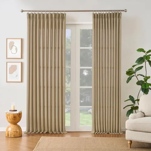 Miniatura 25 de RAIN CITY - Juego de 2 cortinas de 45 pulgadas de largo con plisado con pellizco, cortinas semitraslúcidas para dormitorio, cuarto de bebé