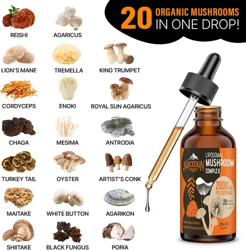 Miniatura 4 de Gotas de complejo liposomal de hongos 2000 MG – 20 extractos de hongos orgánicos – Fórmula líquida avanzada para inmunidad, función cognitiva