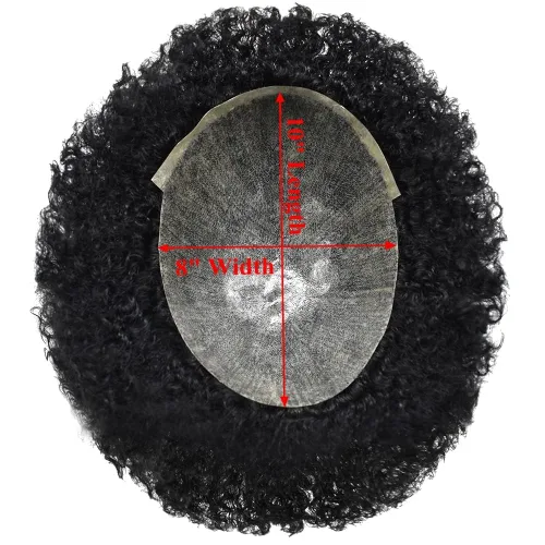 Miniatura 7 de Afro Toupee para hombres negros, rizado brasileño, pieza de cabello humano de 8 x 10 pulgadas, unidades de cabello negro, afroamericano afro