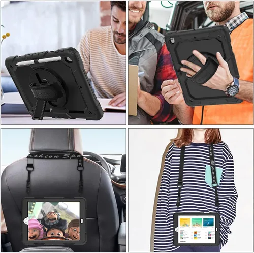 Miniatura 4 de SEYMAC stock Funda para iPad de 9ª/8ª/7ª generación de 10.2", a prueba de golpes con protector de pantalla, soporte para lápiz
