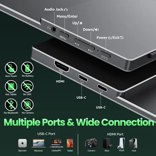 Miniatura 5 de cocopar Monitor portátil 15.6" 1080P 60Hz 85% sRGB IPS Monitor de viaje con USB-C HDMI Pantalla portátil para laptop MacBook Surface PC PS4/5