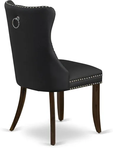 Miniatura 7 de East West Furniture DAP8F12 Dallas Parson - Juego de 2 sillas de cocina tapizadas de piel sintética con botones copetudos, color gris oscuro