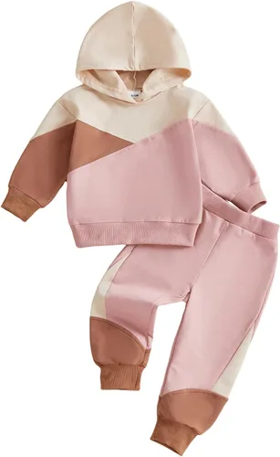 Miniatura 128 de Conjunto de ropa de otoño e invierno para bebé y niño, sudadera larga con capucha y pantalones para niños pequeños, 6, 12, 18, 24 meses, 2T
