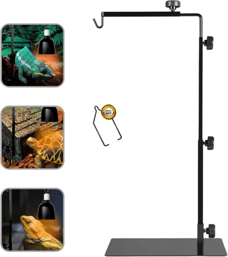 Miniatura 7 de Soporte de lámpara de reptil, ajustable de 15.7 a 74.3 pulgadas, lámpara de calor, soporte de metal, soporte de luz de pie para lagartos, dragones