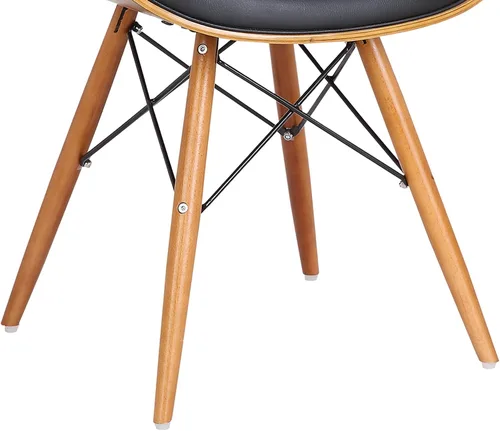 Miniatura 8 de Armen Living Cassie - Silla de comedor en piel sintética negra y acabado de madera de nogal, 20 pulgadas de profundidad x 21 pulgadas de ancho x 31