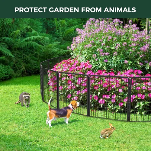 Miniatura 2 de FXW - Valla de jardín metálica y resistente para exteriores, barrera para perros y conejos, fácil instalación, negro, 32 pulgadas de alto x 4.5 pies