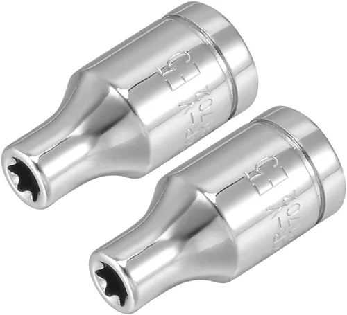 uxcell 2pcs 1/4-inch Drive E5 Externo Torx Shallow Socket, Cr-V Steel
