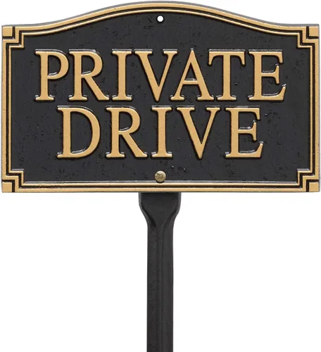 Miniatura 8 de Whitehall Productos Private Drive Pared/Placa de declaración de césped, negro/dorado