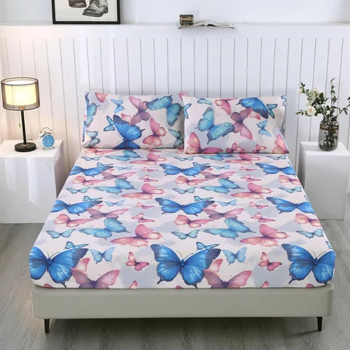 Miniatura 8 de SDIII Sábana bajera ajustable de mariposa colorida con 2 fundas de almohada, bolsillo profundo, microfibra suave, tamaño individual, para niños