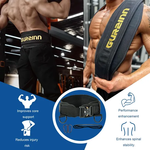 Miniatura 4 de Cinturón de levantamiento de pesas, gimnasio con bloqueo rápido, cinturón de inmersión con cuerda, cinturón de dominadas con peso para gimnasio