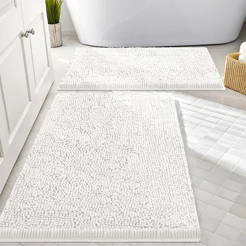 Miniatura 111 de Smiry Juego de 2 alfombras de baño, felpilla suave y absorbente, lavable a máquina, antideslizantes, para bañera, ducha y suelo