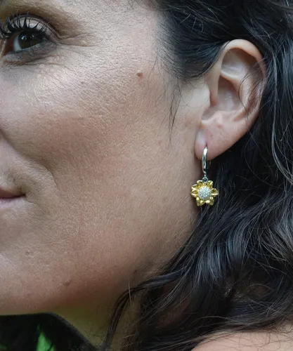 Miniatura 3 de El Tiempo vuela estando a tu lado, Regalo para prometida o Novia, joyeria para enamoradas o Mujeres - Aretes de girasol