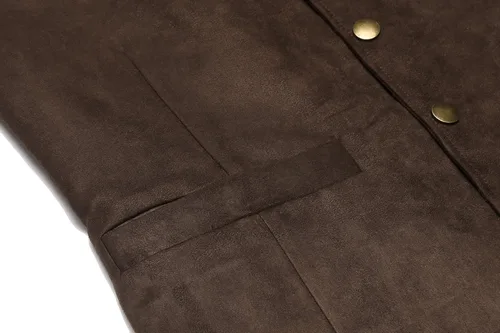 Miniatura 5 de COOFANDY Chaleco de traje de cuero de gamuza para hombre, chaleco occidental casual, chaleco ajustado