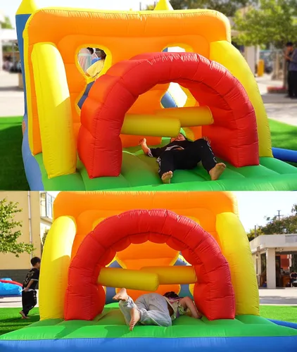 Miniatura 2 de HuaKastro Casa inflable extendida de 20.5 pies de largo para carreras de obstáculos para niños, fiesta de Pascua, con varios obstáculos: túnel