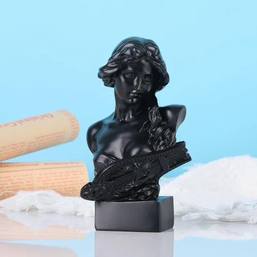 Miniatura 5 de LCCCK Estatua de busto de mitología griega negra de 6 pulgadas de alto, estatua de Afrodita de resina y escultura para decoración de habitación