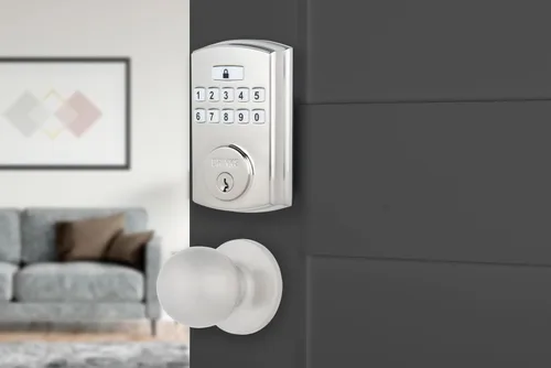 Miniatura 10 de BRINKS Cerradura de puerta de entrada sin llave, cerradura de puerta de teclado de alta seguridad, 50 códigos de usuario, función de bloqueo Bronce