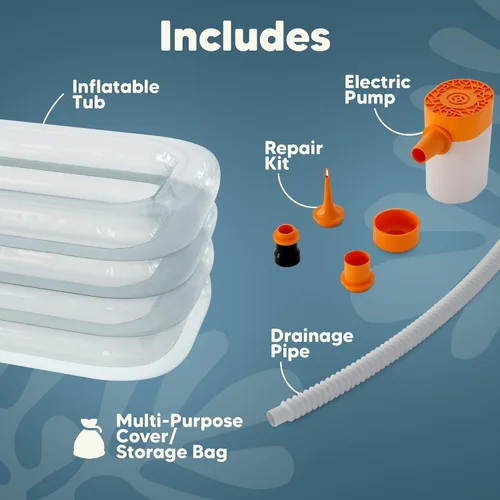 Miniatura 6 de Bañera hinchable de hielo - XL Transparente - Bañera de inmersión en hielo para terapia de agua fría - Bañera de inmersión fría portátil