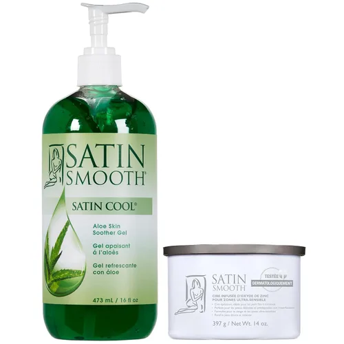 Satin Smooth Waxing Duo: cera de depilación de óxido de zinc y gel calmante para la piel de aloe vera fresco