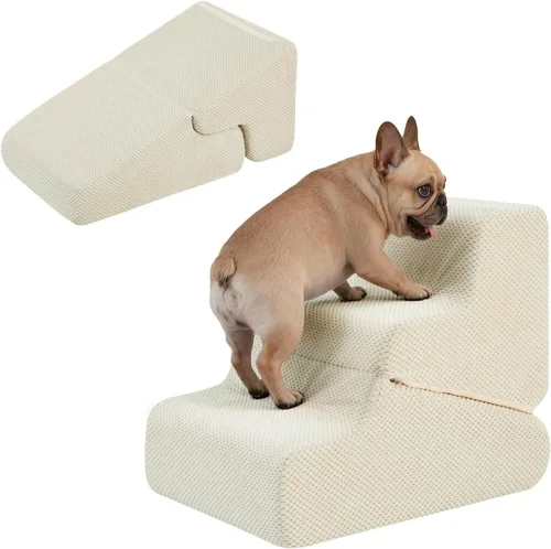 Rampa para perros para cama, escaleras para perros de 16.5 pulgadas de alto para cama alta, escalones para mascotas 2 en 1 para perros pequeños,