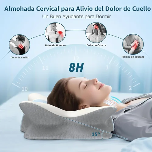 Miniatura 2 de Almohada cervical para aliviar el dolor de cuello y hombros, almohada ergonómica para el cuello para dormir, almohada de espuma viscoelástica