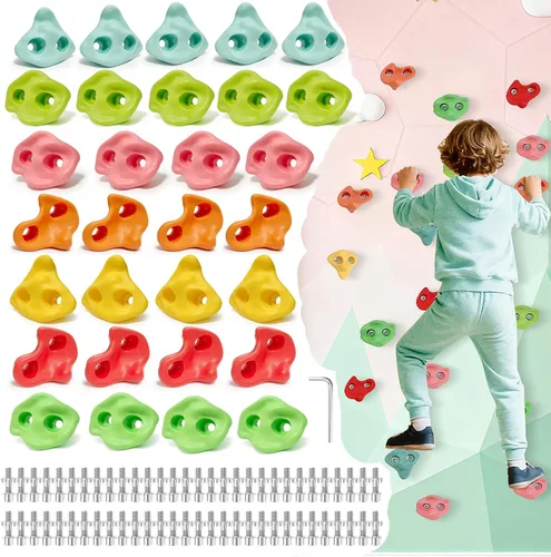 Miniatura 10 de Juego de 20 soportes grandes para escalada en roca para niños, grandes soportes de escalada para adultos para pared de roca para escalada de pared