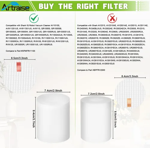 Miniatura 3 de Reemplazo del filtro de vacío compatible con Shark IQ Robot R101AE, RV1001AE, UR1005AE, RV912S, UR1000SR base autovaciante, comparado con el número