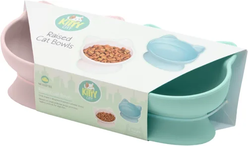 Miniatura 5 de Kitty City Cuencos Elevados para Gatos (Juego de 2), Platos Elevados Amigables con los Bigotes para Comida y Agua de Gatos, Diseño Moderno de rosado