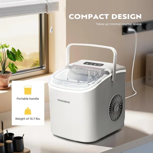 Miniatura 5 de VIVOHOME Máquina eléctrica portátil compacta para hacer cubitos de hielo con mango cuchara de mano 10 bolsas de hielo y función de autolimpieza