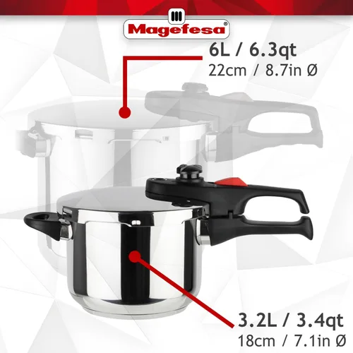 Miniatura 9 de MAGEFESA Practika Plus - Olla a presión de 3.4 cuartos, acero inoxidable 18/10, compatible con inducción, fondo difusor de calor de 5 capas, 5