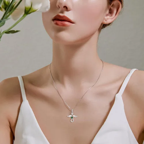 Miniatura 4 de FJ Collar de ángel infinito para mujer, collar de amuleto de ángel de la guarda de Brithstone