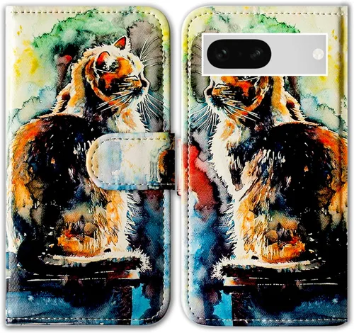 Miniatura 33 de Bcov Pixel 7a - Funda de piel con tapa y función atril para Google Pixel 7a, diseño de flores y mariposas azules Mariposa Azul Flores Rosa