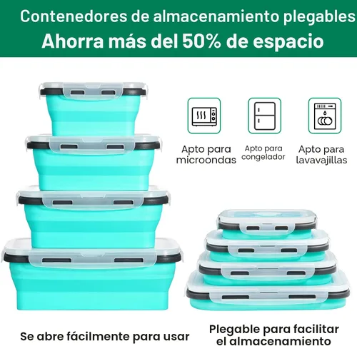 Miniatura 4 de Sudaya Paquete de 8 Recipientes de Almacenamiento de Alimentos Plegables Con Tapas, Juegos de Recipientes de Almacenamiento Plegables Tazones