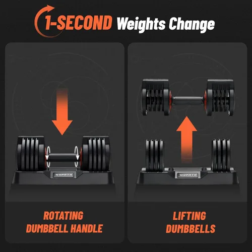 Miniatura 6 de 25/55 lbs Pair Adjustable Dumbbell Set, Adjust Dumbbell Weight for Exercises Pair Dumbbells for Men and Women in Home 25lbs-Prime