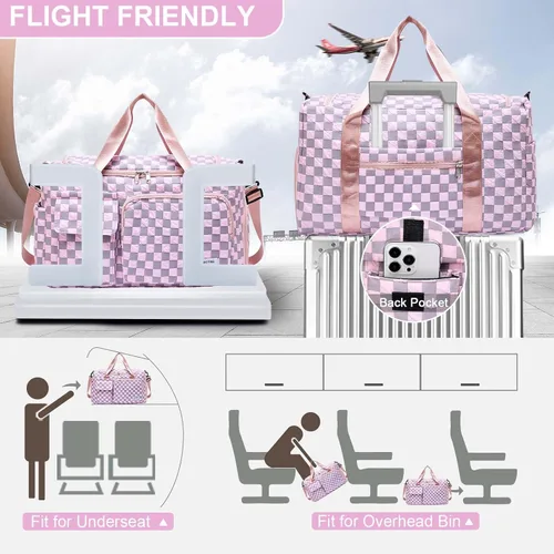 Miniatura 45 de Pequeña bolsa de gimnasio para mujer, bolsa de viaje con compartimento para zapatos