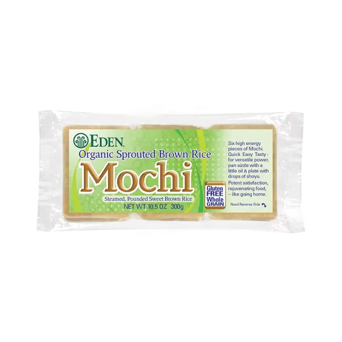 Eden Mochi de arroz integral germinado orgánico, 100% grano entero germinado, fabricado tradicionalmente en Japón, 10.5 onzas