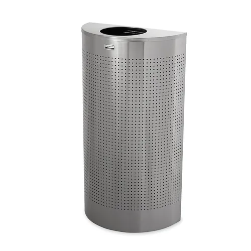 Miniatura 3 de Rubbermaid Commercial Products Silhouette - Bote de basura de 12 galones, color plateado, medio redondo para interiores y exteriores, con apertura