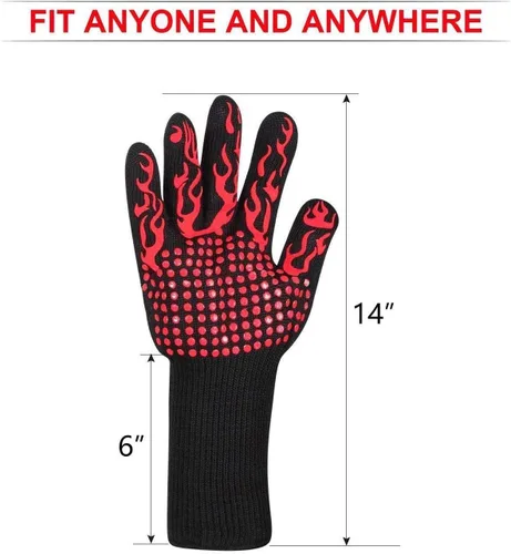 Miniatura 2 de 1 par de guantes de horno resistentes al calor para cocinar para barbacoa, parrilla, hornear, color rojo