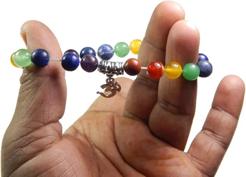 Miniatura 3 de Om encanto siete poder de curación Chakra Yoga 8mm. Natural abalorio pulsera elástica