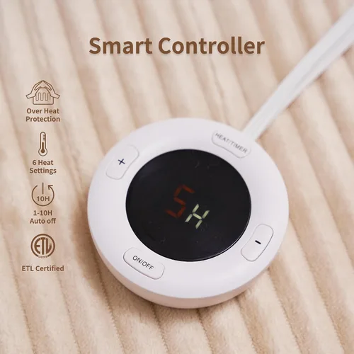 Miniatura 3 de Protector de colchón térmico tamaño individual – Protector de colchón eléctrico de 38 x 75 + 15 pulgadas, 6 ajustes de calor ajustables de 1 a 10