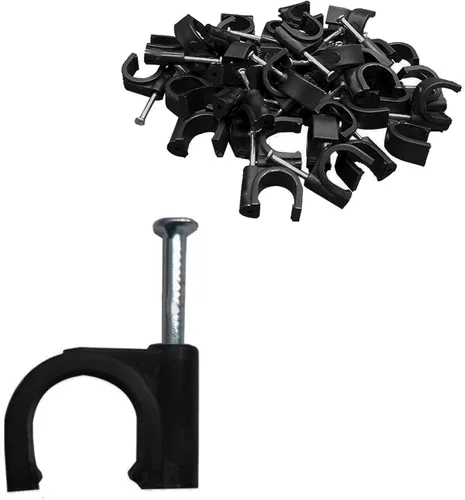 Miniatura 11 de 50 ganchos en J negros de media abrazadera con clavo, abrazaderas Pex de 0.63 pulgadas para clavos en clips de cable Ethernet, clips de alambre