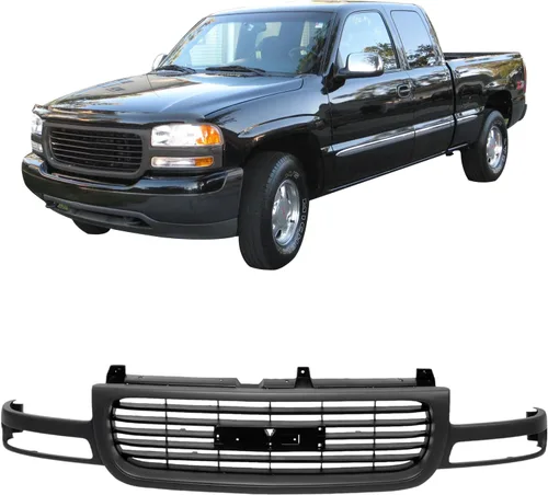 Perfit Liner Parrilla frontal con marco gris oscuro con inserto negro compatible con GMC Sierra 1500 2500 2500 2001-2002, Sierra 1500HD 2500HD 3500,