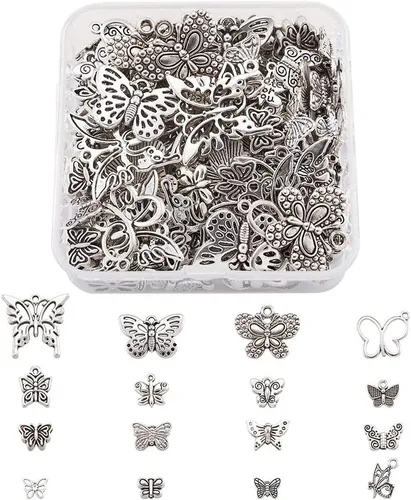 Miniatura 9 de FASHEWELRY Cuentas espaciadoras de forma animal de metal tibetano Elefante de plata antigua