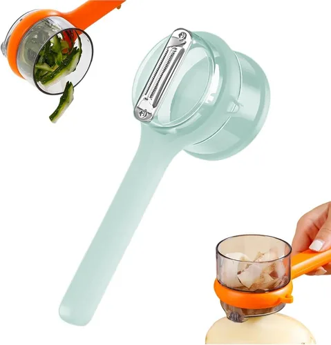Cuchillo pelador con caja de almacenamiento, pelador de verduras con contenedor, pelador de verduras multifunción de cocina para niños y adultos,