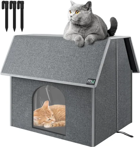MIU Color Casa para Gatos al Aire Libre, Casas Grandes Resistentes a la Intemperie para Gatos al Aire Libre, Refugio Aislado para Gatos Ferales con