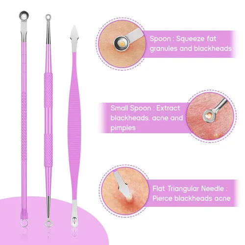 Miniatura 5 de MORGLES Herramientas para eliminar puntos negros, 15 piezas, kit de herramientas para reventar espinillas, extractor de espinillas de comedón
